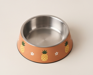 Gamelle Moderne en Émail Ananas Tropical Anti-Renversement pour Animaux de Compagnie, Bol Rond en Métal pour Chien et Chat, Distributeur d'Aliments avec Base Antidérapante en Caoutchouc, Vente en Gros - Product Image 1
