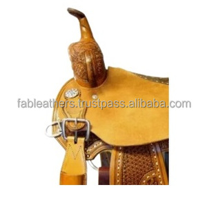 Selle de course Western Pleasure Trail Barrel Siège rembourré en cuir véritable fabriqué à la main Design personnalisé dans le confort - Product Image 4