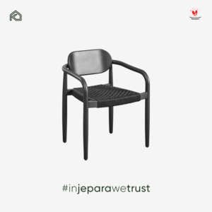 Fauteuil de salle à manger d'extérieur moderne avec assise en corde tressée, chaise en bois massif noir pour restaurant, hôtel, villa, mobilier de patio - Product Image 4