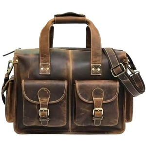Sac de voyage vintage élégant unisexe en cuir de buffle véritable, léger, durable, professionnel pour ordinateur portable - Product Image 4