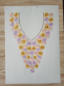 "Luxury Custom Embroidered Neck Lace, High-Quality Handcrafted & Machine-Embroidered Designs for Dresses, <b>Tops</b>, Blouses, Bridal - Product Image 3