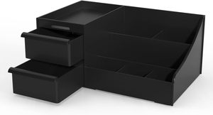 Organizador de maquillaje negro de 3 niveles con cajones, caja de almacenamiento de cosméticos desmontable, organizador de almacenamiento para el hogar. - Product Image 6