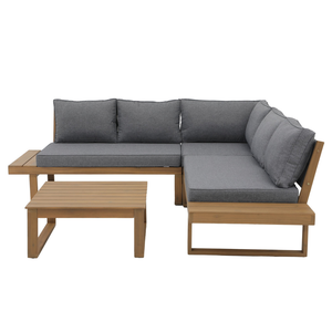 Ensemble de canapés d'angle en teck moderne pour l'extérieur, mobilier de salon de jardin, canapé modulaire pour patio avec table basse - Product Image 2
