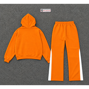 Conjunto Deportivo Personalizado con Sudadera con Capucha y Pantalones Jogger con Estampado Gráfico Naranja para Hombre, Ropa Deportiva Casual al por Mayor - Product Image 6
