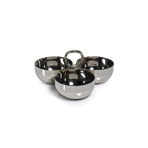 Bol à condiments moderne en métal à 3 compartiments avec anse centrale, idéal pour la décoration de maison de luxe, les bars d'hôtel et les collations - Product Image 2