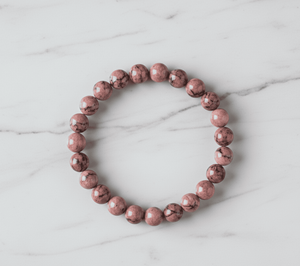 Handmade AAA Rhodonite obsedian Round Bead <b>Bracelet</b> – Polished Gemstone Stretch <b>Bracelet</b> for Men & Women - Product Image 3