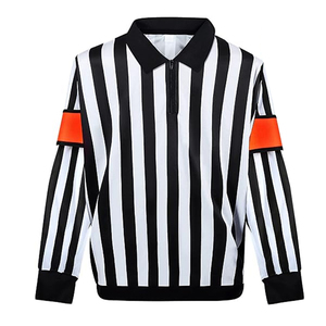 Unisex Adult <b>Black</b> <b>White</b> <b>Striped</b> Long Sleeve Referee Shirt Soccer Apparel Moisture Wicking Polyester Referee Jersey - Product Image 1