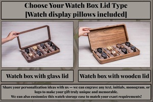 Vintage Walnut Wood Watch <b>Box</b> & Jewelry <b>Storage</b> Organizer with 4-Slot Watch Holder-Gift for Dad Valentine - Product Image 2