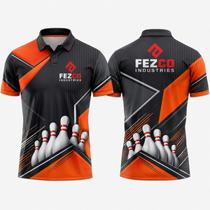 OEM Printed Custom Bowling Jerseys <b>Collar</b> Zipper Breathable Eco-Friendly Sublimation <b>Shirts</b> Four-Way Stretch Quick Dry Team - Product Image 1