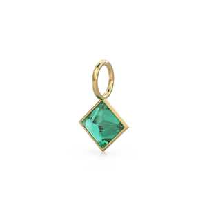 Pendentif Breloque en Or Jaune Massif 14 carats avec Émeraude Zambienne 5mm, Monture pour Bijoux / Pierre de Naissance de Mai / Pierre Précieuse Verte Taille Princesse - Product Image 5