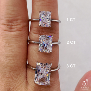 Anillo de Compromiso de Moissanita con Corte Radiante, Gema Solitaria, Cuatro Garras, Chapado en Oro sobre Plata, Anillo Clásico para Boda - Product Image 2