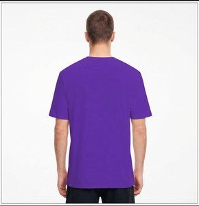 Camiseta de Manga Corta con Cuello Redondo para Hombre, Color Morado, Corte Regular, Color Sólido, Informal, de Algodón Jersey - Product Image 4