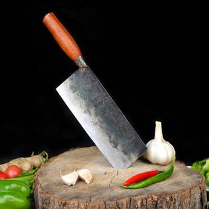 Cuchillo de Cocina Personalizable OEM, Hoja de Acero al Carbono Forjada a Mano, Mango de Madera, Ambidiestro, Apto para Lavavajillas, Estilo Industrial Moderno - Product Image 4