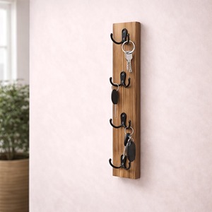 Simple Wooden Multi <b>Key</b> Holder <b>Hooks</b> Perfect For <b>Wall</b> Mounted Home Entryway Storage And Easy <b>Key</b> Organization From India - Product Image 5