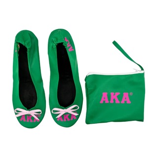 Ballerines portables vertes et roses avec pochette de transport, chaussures de voyage pliables, légères et confortables, à enfiler, pour femmes - Product Image 1