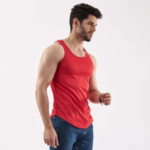 Débardeur tricoté rouge uni pour homme, col rond, décontracté, haute qualité, idéal pour l'entraînement sportif estival - Product Image 5