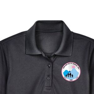 Polo noir pour femme, broderie du blason, manches courtes, col, mélange de coton, décontracté, golf, affaires, mode, vêtements - Product Image 3