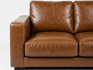 Canapé de salon moderne en cuir de vachette véritable avec accoudoirs carrés, structure robuste pour les intérieurs de maisons contemporaines - Product Image 3