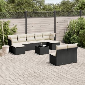 Set Divano da Giardino in Rattan Nero 6 Posti Resistente alle Intemperie Arredamento da Esterno Design Contemporaneo - Product Image 1