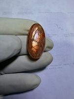 Batu Permata Sunstone Oranye Alami Bentuk Cabochon dengan Kilau Emas dan Permainan Warna untuk Cincin Liontin Desain Perhiasan Premium Affection Gems