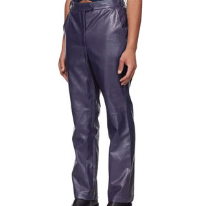 <b>Men's</b> <b>for</b> Leather Coated Casual Trousers High Waist Straight Fit <b>Belted</b> Front Zipper Fly Lightweight <b>Woven</b> Fabric Winter - Product Image 5
