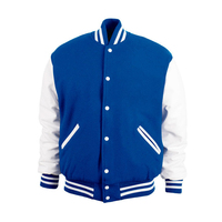 Jaket Varsity Merah Unisex Lengan Putih Kancing Depan Model Regular Fit Bahan Poliester/Katun Tahan Angin Ramah Lingkungan Gaya Preppy
