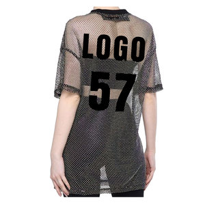 <b>Women</b> Sexy Sheer <b>Mesh</b> T-Shirt Casual Transparent Crew Neck Short Sleeve Breathable Cover-Up <b>Top</b> for Beach Festival Party - Product Image 2
