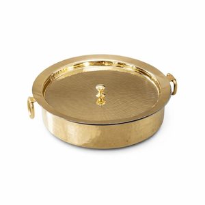 Brass Lagan 6L Stainless Steel Covered Lid 100% Pure Brass Degchi Biryani Handi Stainless Steel Handle Aluminum Alloy Hand Grip - Product Image 1