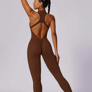 Mono Deportivo de Yoga para Mujer, con Tirantes Dobles, Cuello en V, Sin Mangas, con Cierre, Elástico en 4 Direcciones, para Entrenamiento en el Gimnasio - Product Image 2