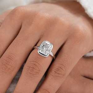 Classic Cushion Cut 3Ct Moissanite Solitaire Ring 925 Sterling Silver Rhodium Plated Father Wishes Gift For Birthday Anniversary - Product Image 2