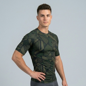 Custom Mens Workout Compression <b>Shirt</b> Half Sleeve Activewear Fitness Athletic Running Sports Top - Product Image 3