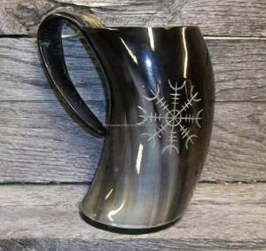 Meilleur mug cornes à boire viking avec base en bois, fabrication artisanale de luxe, capacité de 600 ml pour les fêtes, prix de gros - Product Image 6