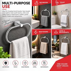 Support mural moderne pour serviette en acier inoxydable, porte-serviette fixe à barre unique, accessoire de salle de bain - Product Image 3