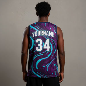 Maillot de basketball unisexe personnalisé imprimé par sublimation OEM - Séchage rapide, sans manches, col en V, respirant, anti-humidité, vêtements de sport - Product Image 3