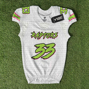 Uniforme de football américain rembourré personnalisé - Maillot et pantalon vert fluo rose et blanc haute performance pour jeunes - Product Image 4