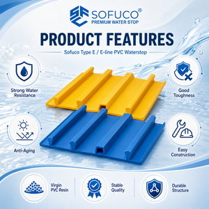 Keep External Joints Protected Sofuco 100% Virgin <b>PVC</b> 4mm Thick EO250-ST Yellow Flexible Waterstop Expansion Waterproofing - Product Image 6