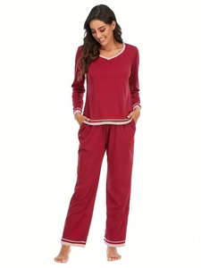Ensemble de pyjamas pour femmes, modèles printemps, automne et hiver, vêtements de maison à manches longues, ensemble 2 pièces, spandex/coton, cordon de serrage, Bangladesh - Product Image 5