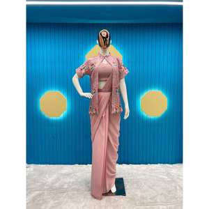 Sari Listo para Usar con Bordado para Fiestas y Eventos Nocturnos - Product Image 1