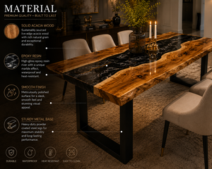 Luxury Epoxy Resin <b>Kitchen</b> Dining <b>Table</b> Solid Walnut Wood River <b>Table</b> Handmade Statement Furniture Elegant <b>Bar</b> Slab - Product Image 5