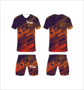 ชุดเสื้อฟุตบอลซับลิเมชั่นลายส้ม สำหรับผู้ชาย ดีไซน์ร้อนแรง คอวี แขนสั้น ระบายเหงื่อได้ดี ทรงแอธเลติก เหมาะกับทุกฤดูกาล - Product Image 1