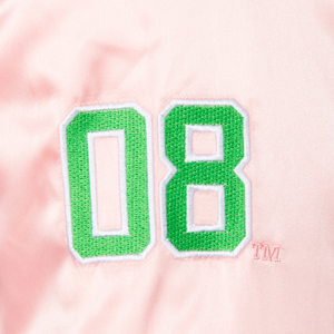 Skee Wee Bomber <b>Jacket</b> Pink Green <b>Women</b> Embroidered Sorority Varsity Coat Casual Streetwear Zip Up Outerwear Fashion <b>Lightweight</b> - Product Image 6