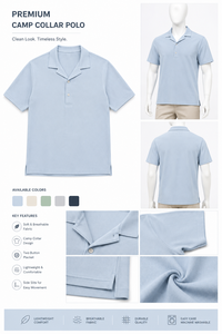 Men's Light Blue <b>Half</b> Sleeve 100% Cotton Pique for <b>Shirt</b> Solid Color Formal <b>Button</b> Down Regular Fit Knitted Fabric Quick Dry - Product Image 3