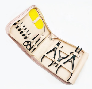 Kit d'outils professionnels en acier inoxydable pour extensions de cheveux à usage commercial : pinces pour micro-liens, enfileurs de perles, pinces de sectionnement - Product Image 1