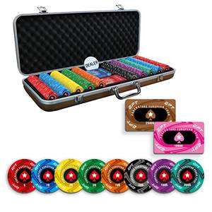 Juego de Fichas de Póker para Pokerstars EPT, 300/500 Piezas, 10/20 Placas, 40/45/50 mm, Cerámicas, 10/14/17 g, Bandeja Incluida - Product Image 1
