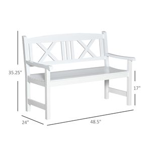 Panca da Giardino in Legno a 2 Posti da 120 cm, con Schienale a X Unico, Divanetto da Esterno per Patio, Giardino, Prato, Veranda, Ideale per Centri Commerciali e Parchi, Bianca - Product Image 3
