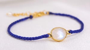 925 Sterling Silver <b>Gold</b> Plated Moonstone Thread <b>Bracelet</b> Everyday Wear <b>Bracelet</b> - Product Image 3