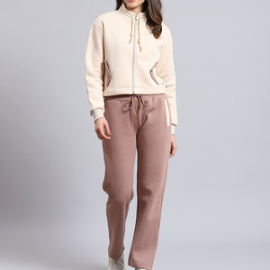 Conjunto Deportivo de Mujer en Color Sólido, Manga Larga, Cierre Frontal con Cremallera, Ropa Casual para Otoño, Pantalones Deportivos Transpirables de Poliéster y Algodón - Product Image 1