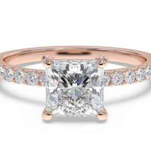 Princess Diamond Shoulder <b>Set</b> <b>Ring</b> 0.50 Ct Lab Grown Diamond In 18K <b>Gold</b> And Platinum - Product Image 1