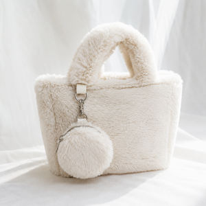 Luxury Faux Fur Tote <b>Bag</b> Soft Teddy Plush Handbag with Matching <b>Coin</b> Pouch Fashion Winter <b>Bag</b> for Women - Product Image 1