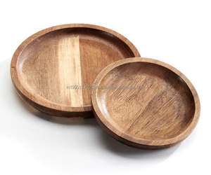 Placas de madera de acacia maciza pulida de alta calidad, el mejor embalaje para uso doméstico, patrón redondo grabado, vajilla de cargador al por mayor - Product Image 6